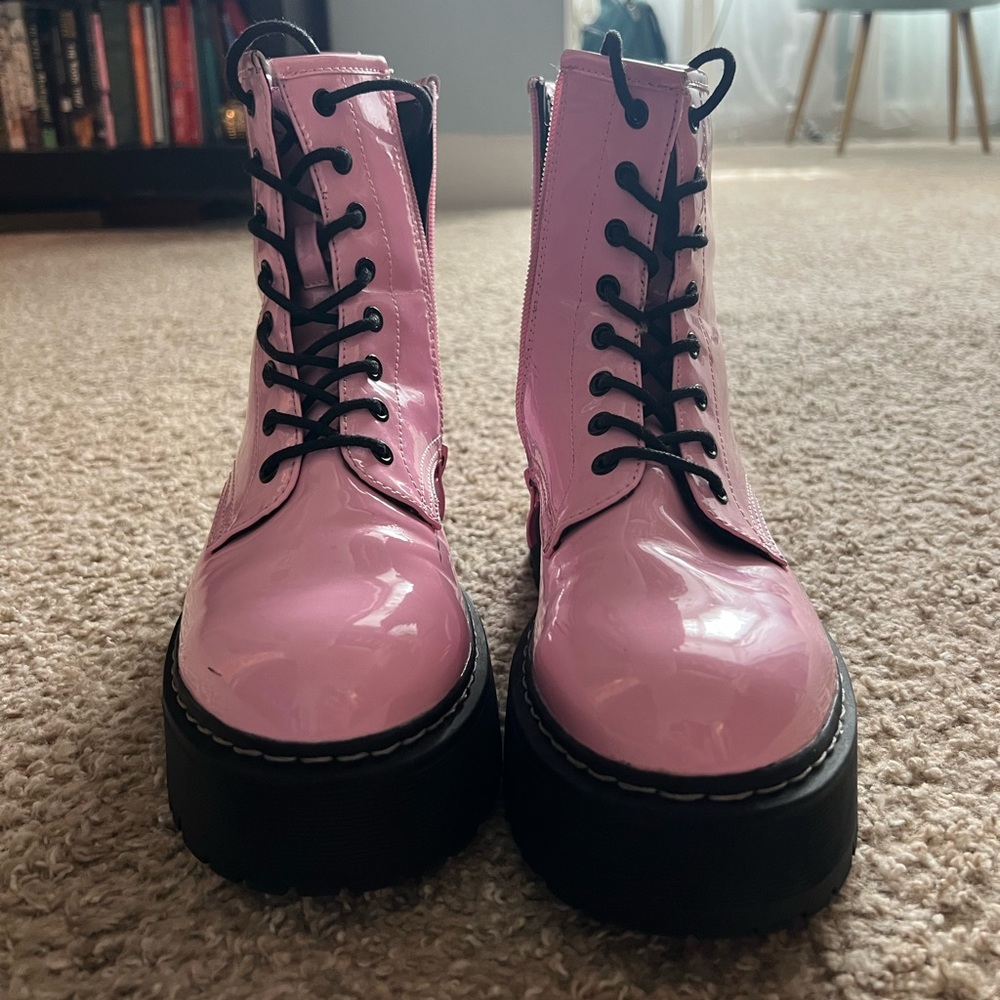 Pink combat boots!